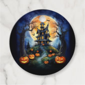 カボチャのパーティー付きのハロウィンのお化け屋敷 フェイバータグ (正面)