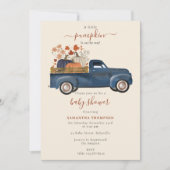カボチャのピックアップトラック秋秋の赤ちゃんシャワーボーイ 招待状 (正面)