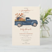 カボチャのピックアップトラック秋秋の赤ちゃんシャワーボーイ 招待状 (スタンド正面)