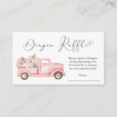 カボチャのピンクのトラック赤ちゃんシャワーオムツラッフル エンクロージャーカード (正面)