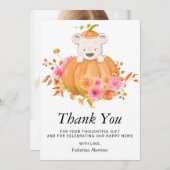カボチャのピンクの写真のベビーシャワーにクマ サンキューカード (正面/裏面)