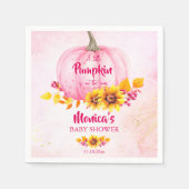 カボチャのピンクの女の子の赤ちゃんシャワー スタンダードカクテルナプキン (正面)