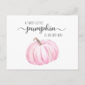 カボチャのピンクの水の色ベビーガールシャワー インビテーションポストカード (正面)