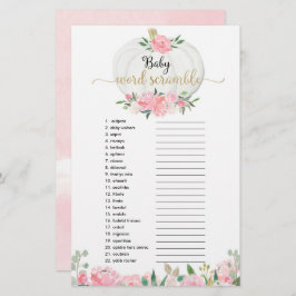 カボチャのピンクの緑のベビー単語スクランブルシャワー