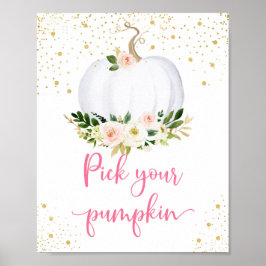 カボチャのピンクの金ゴールド誕生日 ポスター