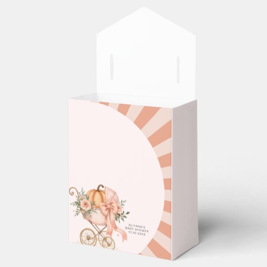 カボチャのピンクボウ水の色ベビーシャワー フェイバーボックス (オープン)