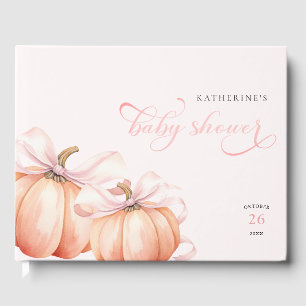 カボチャのピンクボウ赤ちゃんシャワー ゲストブック