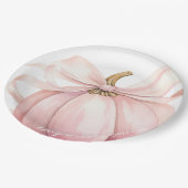 カボチャのピンクボウ赤ちゃんシャワー ペーパープレート (アングル)