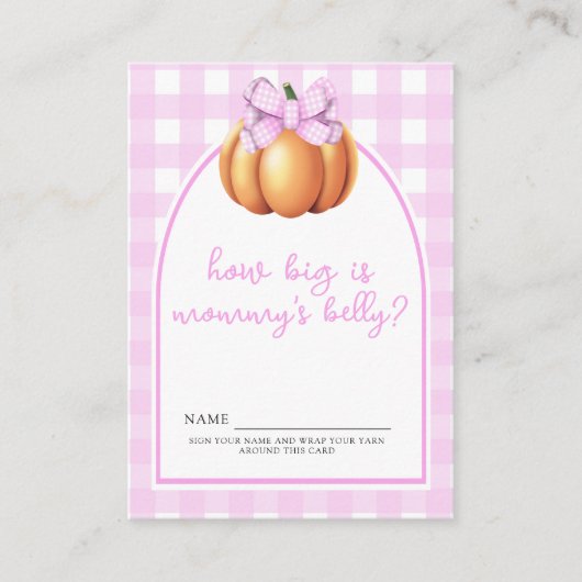 カボチャのピンクボウ – ママのベリーゲームはどれくらい大きい エンクロージャーカード (正面)