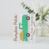 カボチャのファームトラックとカボチャのパッチ秋 ポストカード (スタンド正面)