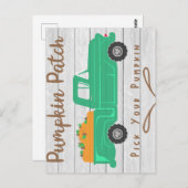 カボチャのファームトラックとカボチャのパッチ秋 ポストカード (正面/裏面)