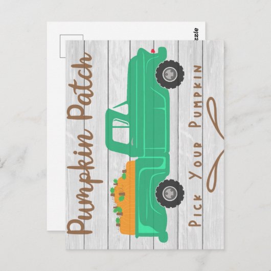 カボチャのファームトラックとカボチャのパッチ秋 ポストカード (正面/裏面)