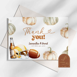 カボチャのフットボール カップルシャワーのお礼カード サンキューカード