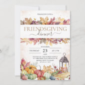 カボチャのフレンドリー素朴ディナーウォーター色 招待状 (正面)