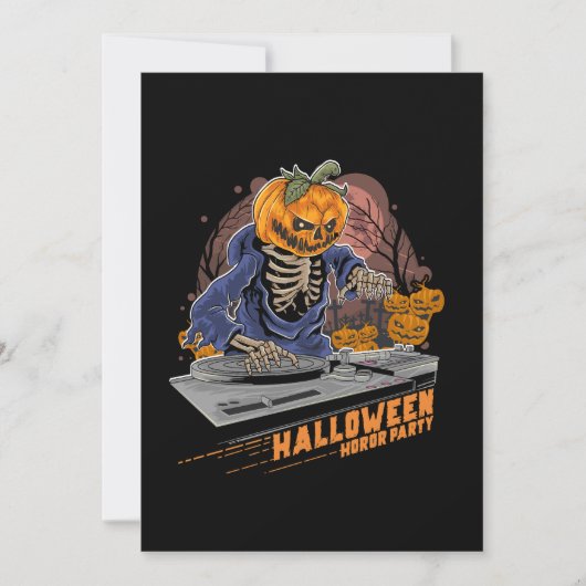 カボチャのヘッドハロウィーンdj音楽パーティー 招待状 (正面)