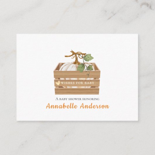 カボチャのベビーの赤ちゃんシャワーかわいい願い エンクロージャーカード (裏面)