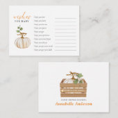 カボチャのベビーの赤ちゃんシャワーかわいい願い エンクロージャーカード (正面/裏面)