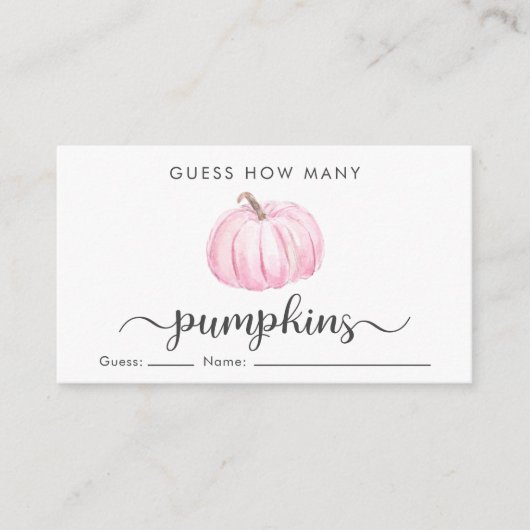 カボチャのベビーガールシャワーゲームの数を推測 エンクロージャーカード (正面)
