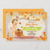 カボチャのベビーガールシャワーラスティックヴィンテージ秋 招待状 (正面/裏面)