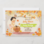 カボチャのベビーガールシャワーラスティックヴィンテージ秋 招待状 (正面)