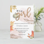 カボチャのベビーガールシャワー金ゴールド秋 招待状 (スタンド正面)