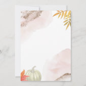 カボチャのベビーガールシャワー金ゴールド秋 招待状 (裏面)