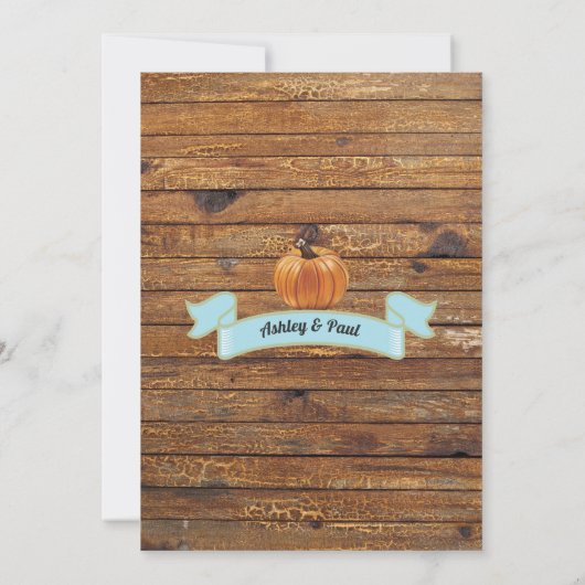 カボチャのベビーシャワーの誘い込み田舎の木のチョーク 招待状 (裏面)