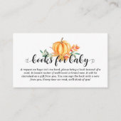 カボチャのベビーシャワー用の本 エンクロージャーカード (正面)