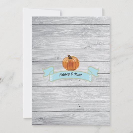カボチャのベビーシャワー田舎の木の黒板 招待状 (裏面)