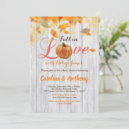 カボチャのベビ男女兼用ーシャワーの招待材 招待状 (スタンド正面)