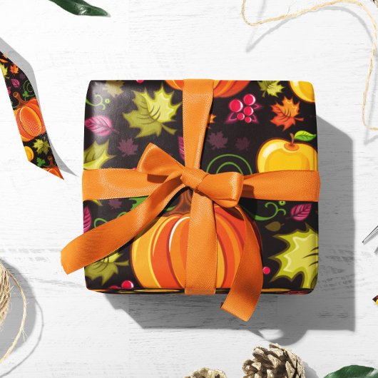 カボチャのベリーギフトラップ |秋のラッピングペーパー ラッピングペーパー