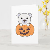 カボチャのホッキョクグマ甘いホッキョクグマ幸せ カード (黄色い花)