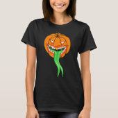 カボチャのモンスターグリーン舌ハロウィーン Tシャツ (正面)