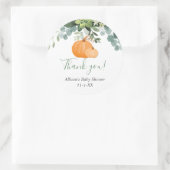 カボチャのユーカリ秋の葉感謝していは好き ラウンドシール (バッグ)