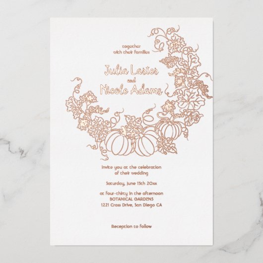 カボチャのラブパッチ 箔招待状 (正面)