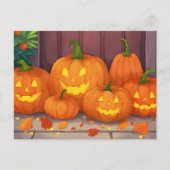 カボチャのランタン | ハロウィンの水彩画カボチャ シーズンポストカード (正面)
