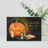 カボチャのランタン ハロウィン ウェディング 返信カード (スタンド正面)