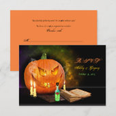 カボチャのランタン ハロウィン ウェディング 返信カード (正面/裏面)