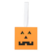 カボチャのランタン 木製キューブ ハロウィン オーナメント (正面)