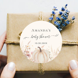 カボチャのワイルドフラワーベージュの赤ちゃんシャワー ラウンドシール