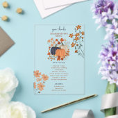 カボチャのワイルドフラワー感謝祭ディナーメニュー アクリル招待状 (インサイチュ (ウェディング))