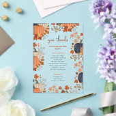 カボチャのワイルドフラワー感謝祭ディナーメニュー アクリル招待状 (インサイチュ (ウェディング))