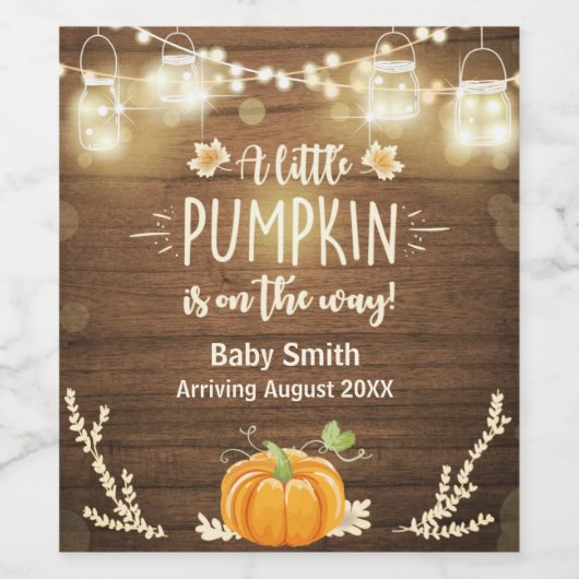 カボチャのワインラベル妊娠が秋を明らかにする素朴 ワインラベル (シングルラベル)