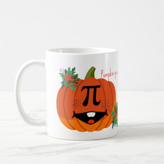 カボチャの上にPumpkin pi、数学のサイン コーヒーマグカップ (左)