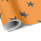 カボチャの上の黒い星オレンジハロウィン ラッピングペーパー (ロールコーナー)