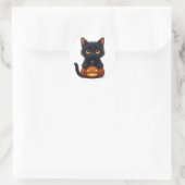 カボチャの上の黒猫 ラウンドシール (バッグ)