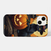 カボチャの上の黒猫 iPhoneケース (裏面横)
