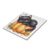 カボチャの中でくつろぐ子猫 タイル (側面)