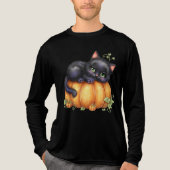 カボチャの中でくつろぐ子猫 トライブレンドＴシャツ (正面)