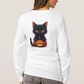 カボチャの中に座る黒猫 Tシャツ (裏面)